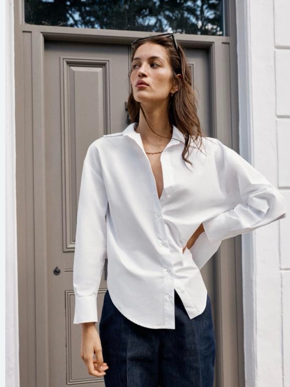 Zara basic poplin Button-Down Shirt size L